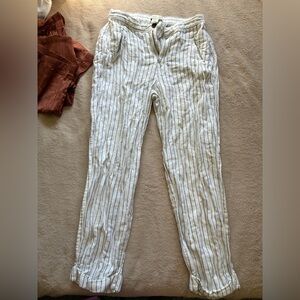 Rachel Zoe White and Black Striped Linen Pants